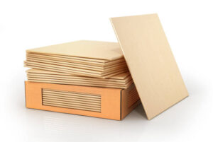 Stack of ceramic tile on a white background. 3d illustration